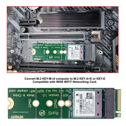 بطاقة شبكة WiFi Riser NGFF Key-E بطاقة شبكة لاسلكية إلى M.2 NGFF Key-M NVME SSD محول متوافق مع Wifi6 WIFI7 in Kuwait