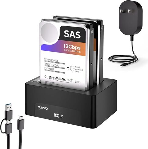 MAIWO 2.5 3.5 Inch SAS SATA Hard Drive Cloner, Bidirectional Clone SATA and SAS HDD, 48TB Capacity, External HDD Docking Station SSD Reader with 12V 4A Power, Tool Free in Saudi Arabia