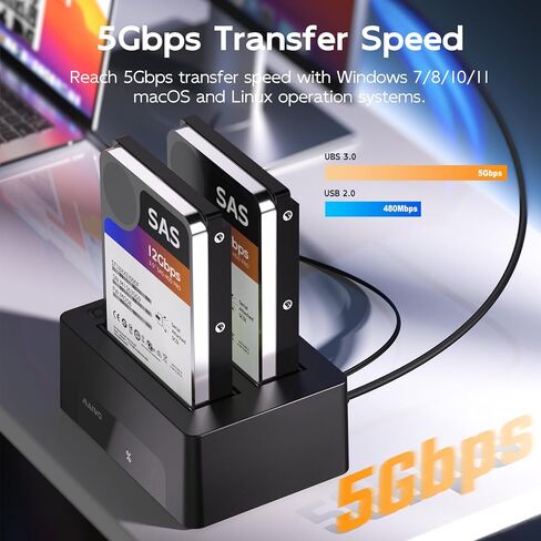 MAIWO 2.5 3.5 Inch SAS SATA Hard Drive Cloner, Bidirectional Clone SATA and SAS HDD, 48TB Capacity, External HDD Docking Station SSD Reader with 12V 4A Power, Tool Free in Saudi Arabia