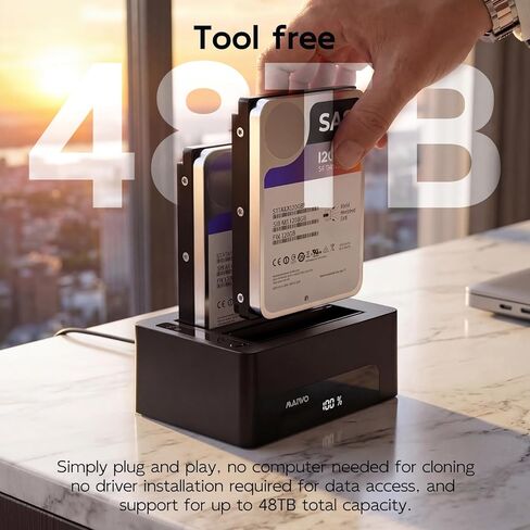 MAIWO 2.5 3.5 Inch SAS SATA Hard Drive Cloner, Bidirectional Clone SATA and SAS HDD, 48TB Capacity, External HDD Docking Station SSD Reader with 12V 4A Power, Tool Free in Saudi Arabia