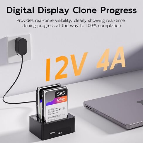 MAIWO 2.5 3.5 Inch SAS SATA Hard Drive Cloner, Bidirectional Clone SATA and SAS HDD, 48TB Capacity, External HDD Docking Station SSD Reader with 12V 4A Power, Tool Free in Saudi Arabia