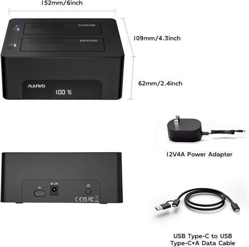 MAIWO 2.5 3.5 Inch SAS SATA Hard Drive Cloner, Bidirectional Clone SATA and SAS HDD, 48TB Capacity, External HDD Docking Station SSD Reader with 12V 4A Power, Tool Free in Saudi Arabia
