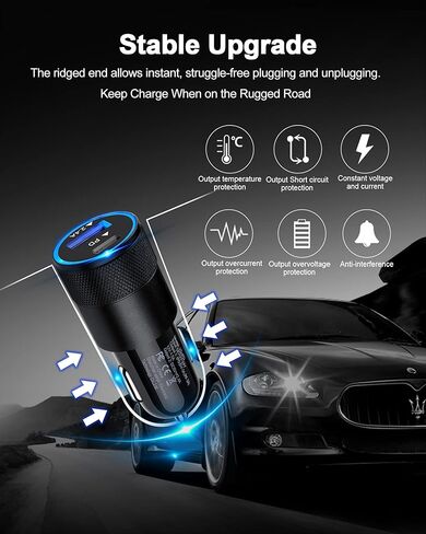 AILKIN 30W PD USB C Car Charger, USB Type C Fast Power Charging Block Dual Port USB A & USBC Plug Cargador Carro Lighter Adapter for iPhone, iPad, Samsung Galaxy, LG, Google Pixel, Moto, USB-C Port in Saudi Arabia