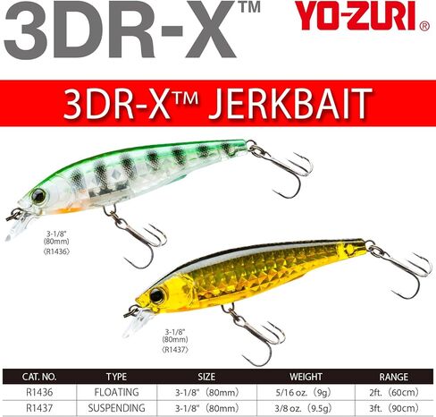 YO-Zuri 3DR-X Jerkbait Floating Bath Lure 80mm Color: Ghost Sexy Shad in Saudi Arabia