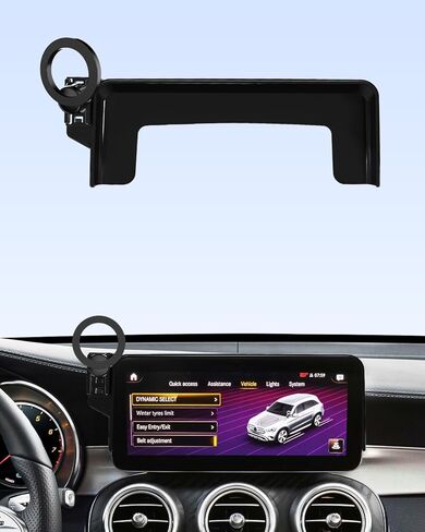 حامل هاتف السيارة PZK لـ 2016-2019 Mercedes Benz GLC / 2015-2018 Mercedes Benz C-Class Accessories شاشة 7 بوصة مشبك ثابت قفل تلقائي للهاتف المحمول في السيارة دوران 360 درجة يناسب هواتف iPhone والهواتف الذكية 4.0-7.0 بوصة in Kuwait