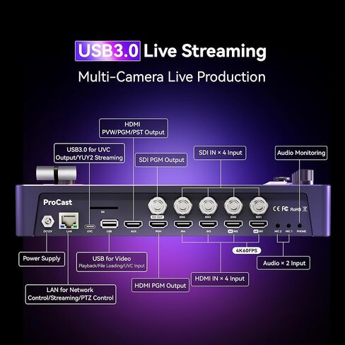 Tenveo NDI PTZ Camera Bundle/Kits, 20X AI Auto Tracking NDI SDI/HDMI/USB3.0/LAN(PoE) PTZ Camera(*4), NDI PTZ Joystick Controller and 4K HDMI + SDI Video Switcher Mixer for Live Events Large Broadcast in Saudi Arabia