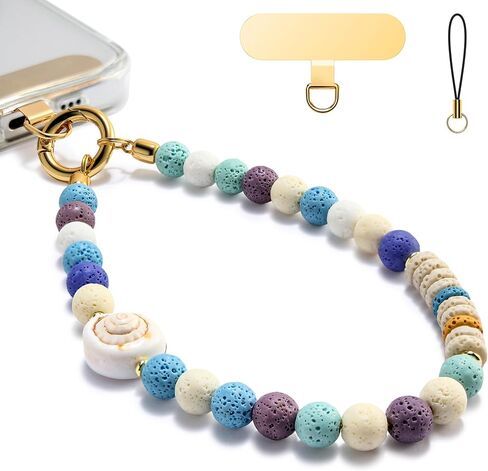 Phone Charm Wrist Strap, Beaded Cell Phone Lanyard, Handmade Hand Strap, Boho Beach Chain for iPhone/Samsung, Colorful Sea-inspired Accessory in Saudi Arabia