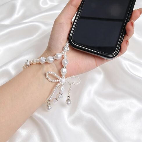 4 Pcs Beaded Phone Charms Cute Butterfly Bow Pearl Phone Strap Aesthetic Y2K Cellphone Lanyard Wristlet for Women Girls Keychain Camera Bag Purse Accessories in Saudi Arabia