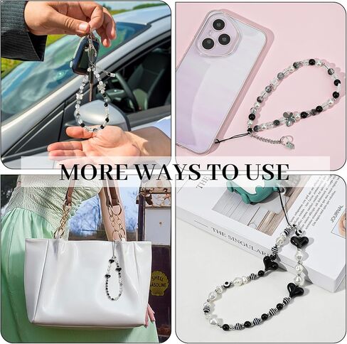 Nogeqi 3 Pcs Phone Charm Strap, Beaded Cellphone Charms, Cute Phone Bracelet Strap, Aesthetic Bow Straps Wrist for Cellphone Case,Y2k Lanyard Keychain Charm for Women in Saudi Arabia