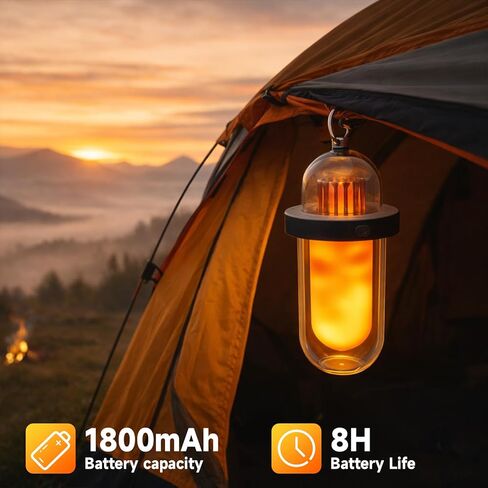 AUGE LIGHT Vintage Camping Lantern Rechargeable, LED Camping Light with Flickering Flame Effect, IP54 Waterproof Outdoor Camping Lamp for Patio, Porch, Garden Decor in Saudi Arabia