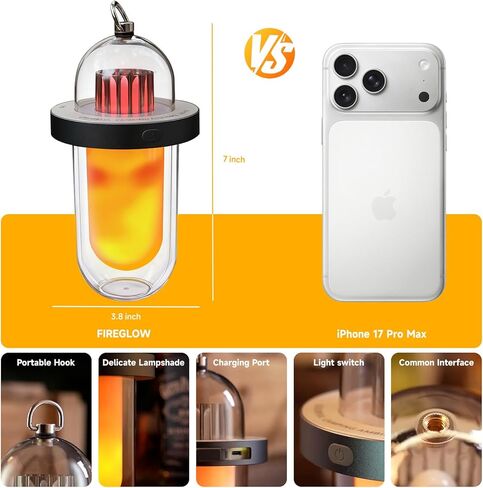 AUGE LIGHT Vintage Camping Lantern Rechargeable, LED Camping Light with Flickering Flame Effect, IP54 Waterproof Outdoor Camping Lamp for Patio, Porch, Garden Decor in Saudi Arabia