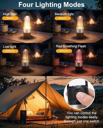 livinlarge أدى التخييم فانوس USB قابلة للشحن، أضواء الطوارئ مصباح خيمة المحمولة مع هوك، 4 وسائط الإضاءة، مع ميزة المرفق المغناطيسي، للمشي لمسافات طويلة، حزب، معسكر، صيد الأسماك، انقطاع التيار الكهربائي، 4 حزمة in Kuwait