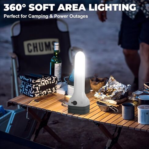 مجموعة مصابيح يدوية قابلة لإعادة الشحن، مصباح يدوي LED 2 في 1 مع فانوس تخييم بزاوية 360 درجة ومصباح طوارئ، ضوء مدمج للتخييم، انقطاع التيار الكهربائي، السيارة in Kuwait