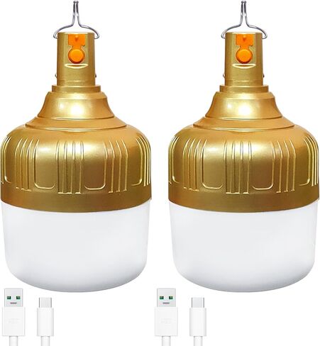 2 Pack Rechargeable LED Camping Lantern, 4000mAh IPX4 Waterproof Tent Light with Hook, USB Flashlight for Hiking, Travel, Hurricane Power Outage Emergency, Home Garage Repair, BBQ Lighting in Saudi Arabia