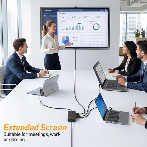 قاعدة تركيب MS Surface Pro، شاشة ثلاثية 4K@60 هرتز HDMI+DP+USB-C، قاعدة سطحية 11 في 1 مع إيثرنت، 2x USB-C 3.0، 2x USB 3.0، قارئ SD/TF، ​​مقبس 3.5 مم لجهاز Surface Pro 11/10/9/8، كمبيوتر محمول، كتاب، اذهب in Saudi Arabia