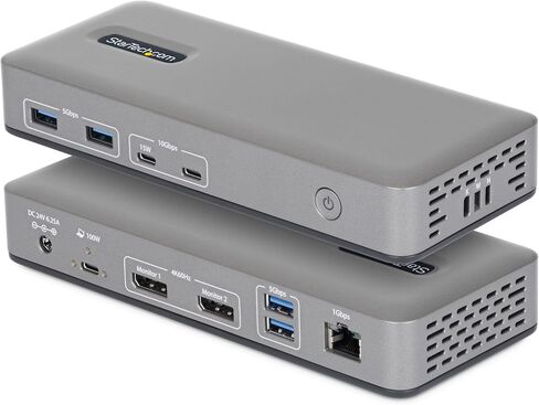 محطة إرساء StarTech USB-C مزدوجة 4K 60 هرتز DisplayPort، شحن توصيل الطاقة 100 واط، 6 منافذ USB (10 جيجابت في الثانية)، جيجابت إيثرنت، منصة كمبيوتر محمول احترافية تعمل بنظام Windows بدون سائق in Saudi Arabia