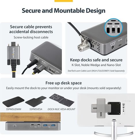 محطة إرساء StarTech USB-C مزدوجة 4K 60 هرتز DisplayPort، شحن توصيل الطاقة 100 واط، 6 منافذ USB (10 جيجابت في الثانية)، جيجابت إيثرنت، منصة كمبيوتر محمول احترافية تعمل بنظام Windows بدون سائق in Saudi Arabia