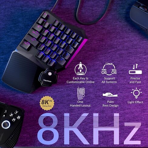 Keychron C0 HE 8K Wired One-Handed Gaming Keypad, Rapid Trigger Hall Effect Magnetic Switches, 35 Programmable Keys, Per-Key RGB Lighting, Web-Based Configurator, Compatible with Windows & macOS in Saudi Arabia