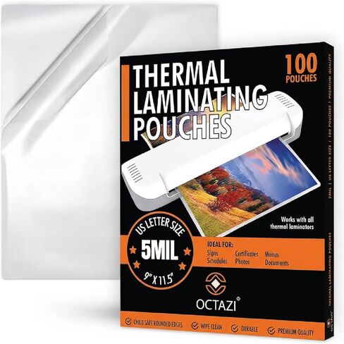 5 Mil Thermal Laminating Pouches (Pack of 100) – Heavy Duty Clear Laminating Sheets with Round Corners for Important Documents; Holds 8.5 × 11 Inch Documents, 9 × 11.5 Inch Lamination Pouches in Saudi Arabia