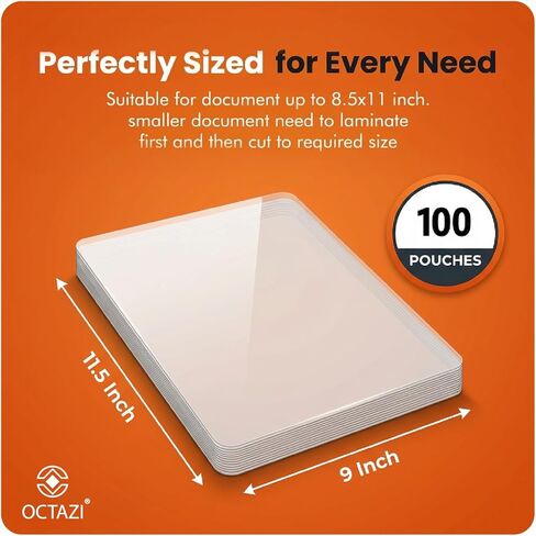 5 Mil Thermal Laminating Pouches (Pack of 100) – Heavy Duty Clear Laminating Sheets with Round Corners for Important Documents; Holds 8.5 × 11 Inch Documents, 9 × 11.5 Inch Lamination Pouches in Saudi Arabia