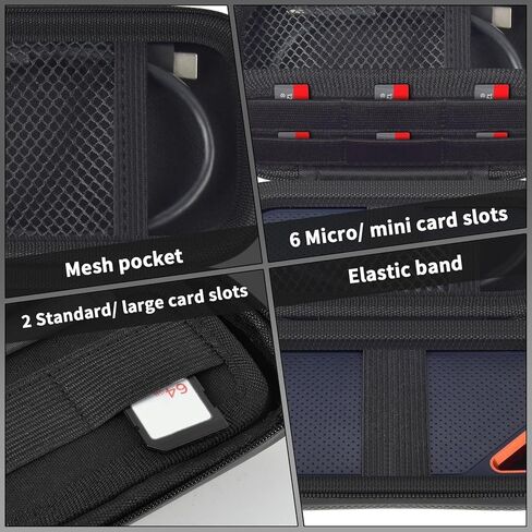 Fire Resistant SSD Case Compatible with for SanDisk Extreme Pro/for SanDisk Portable SSD 500GB 1TB 2TB 4TB 8TB, for Crucial X9 X10 Pro, Travel Organizer with SD Card Slots & Cable Pocket, Bag Only in Saudi Arabia