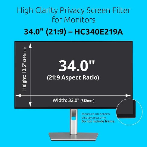 Kensington High Clarity Privacy Screen for 34 inch 21:9 Widescreen Monitor, Easy Installation Computer Privacy Filter for Desktop, 2H hardness Protection, Compatible with LG Samsung Dell, HC340E219A in Saudi Arabia