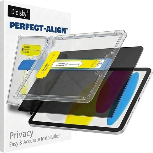 واقي شاشة من الزجاج المقوى للخصوصية من ديديسكي لجهاز iPad A16 11th 2025/10th Generation 2022 (10.9 بوصة) مع تركيب لإزالة الغبار، مضاد للتجسس، 9H، مضاد للخدش، سهل التركيب، عبوة واحدة in Kuwait