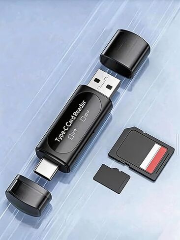 SD Card Reader, 4-in-1 USB C SD Card Reader Dual Slot OTG Memory Card Adapter for TF/Micro SD/SD/SDXC/Micro SDXC/Micro SDHC Memory Cards (Black) in Saudi Arabia