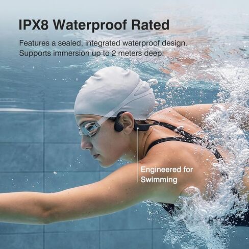 سماعات CXK Bone Conduction Headphones IPX8 سماعات سباحة مقاومة للماء، بلوتوث 6.0 سماعات أذن مفتوحة وضع MP3 مع ذاكرة 32 جيجابايت، وقت تشغيل 12 ساعة، سماعة رأس لاسلكية تحت الماء مناسبة للجري وركوب الدراجات in Saudi Arabia