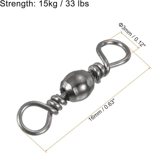 Fishing Barrel Swivel, 30Pcs 33lb Carbon Steel Solid Ring Terminal Tackle, Black in Saudi Arabia