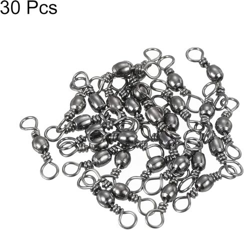 Fishing Barrel Swivel, 30Pcs 33lb Carbon Steel Solid Ring Terminal Tackle, Black in Saudi Arabia