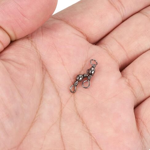 Fishing Barrel Swivel, 30Pcs 33lb Carbon Steel Solid Ring Terminal Tackle, Black in Saudi Arabia