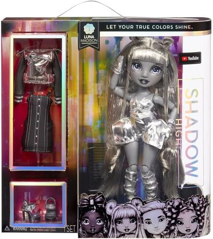 Rainbow High Shadow Series 1 Luna Madison- Grayscale Fashion Doll. 2 Metallic Grey Designer Outfits to Mix & Match, Great Gift for Kids 6-12 Years Old and Collectors in Saudi Arabia