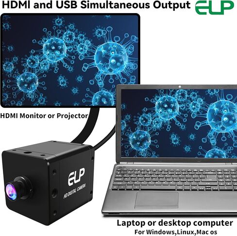 ELP 4K 60fps USB3.0 HDMI Camera H.264 Wide Angle High Speed UVC Lightburn Cameras for Computer Low Illumination Simultaneous Output PC Webcam M12 100° Web_Camera for Windows Linux Mac TV Projector in Saudi Arabia