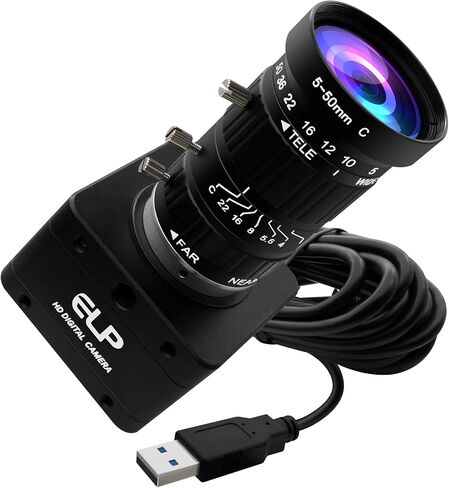 ELP Ultra HD 20MP Varifocal USB 3.0 Camera for Computer Manual Zoom 3840P USB3.0/2.0 Lightburn Cameras for Windows Linux Mac Pi 5-50mm 10X Variable Focus AR2020 High Speed 4K 30FPS Webcam for PC in Saudi Arabia