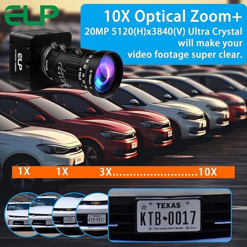 ELP Ultra HD 20MP Varifocal USB 3.0 Camera for Computer Manual Zoom 3840P USB3.0/2.0 Lightburn Cameras for Windows Linux Mac Pi 5-50mm 10X Variable Focus AR2020 High Speed 4K 30FPS Webcam for PC in Saudi Arabia