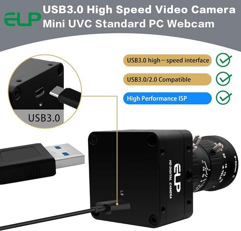 ELP Ultra HD 20MP Varifocal USB 3.0 Camera for Computer Manual Zoom 3840P USB3.0/2.0 Lightburn Cameras for Windows Linux Mac Pi 5-50mm 10X Variable Focus AR2020 High Speed 4K 30FPS Webcam for PC in Saudi Arabia
