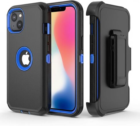 Phone Case for iPhone 14 Case,Heavy Duty Hard Shockproof Armor Protector Case Cover with Belt Clip Holster for Apple iPhone 14 6.1 5G 2022 Phone (Black) in Saudi Arabia