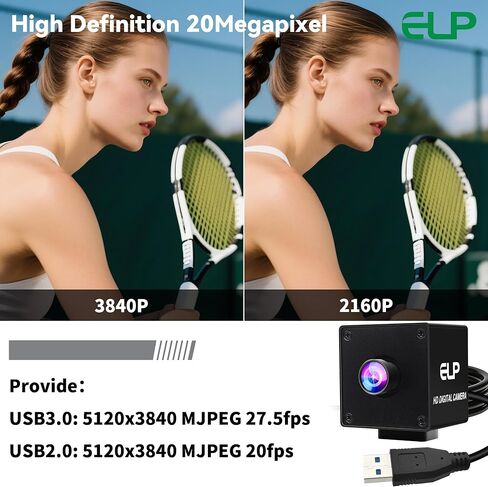 كاميرا ELP Ultra HD 20MP USB3.0 للكمبيوتر Mini UVC 3840P USB3.0/2.0 كاميرات Lightburn لنظام التشغيل Windows Linux Mac Pi زاوية واسعة 95 درجة (H) AR2020 عالية السرعة 4K 30FPS كاميرا ويب للكمبيوتر المحمول Jetson Nano in Saudi Arabia