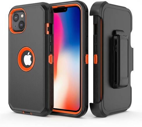 Phone Case for iPhone 14 Case,Heavy Duty Hard Shockproof Armor Protector Case Cover with Belt Clip Holster for Apple iPhone 14 6.1 5G 2022 Phone (Black) in Saudi Arabia