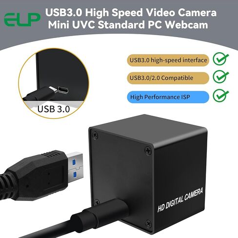 كاميرا ELP Ultra HD 20MP USB3.0 للكمبيوتر Mini UVC 3840P USB3.0/2.0 كاميرات Lightburn لنظام التشغيل Windows Linux Mac Pi زاوية واسعة 95 درجة (H) AR2020 عالية السرعة 4K 30FPS كاميرا ويب للكمبيوتر المحمول Jetson Nano in Saudi Arabia