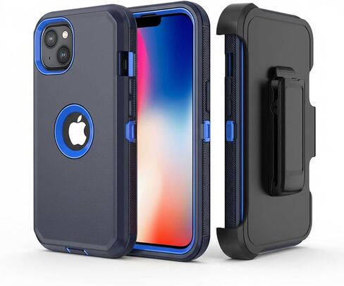 Phone Case for iPhone 14 Case,Heavy Duty Hard Shockproof Armor Protector Case Cover with Belt Clip Holster for Apple iPhone 14 6.1 5G 2022 Phone (Black) in Saudi Arabia