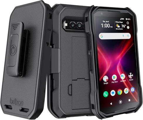 BELTRON DuraForce Pro 3 Case with Clip, Heavy Duty Case with Swivel Belt Clip for Kyocera DuraForce Pro3 5G E7200 (Verizon) Features: Secure Fit & Built-in Kickstand (Black) in Saudi Arabia