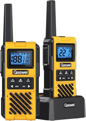 أجهزة اتصال لاسلكية مقاومة للماء من Gaswei G1pro+ IP67 طويلة المدى للبالغين، راديو اتجاهين عالي التحمل مع راديو FM، VOX، SOS وNOAA، تنبيهات الطقس، USB-C قابلة لإعادة الشحن in Kuwait