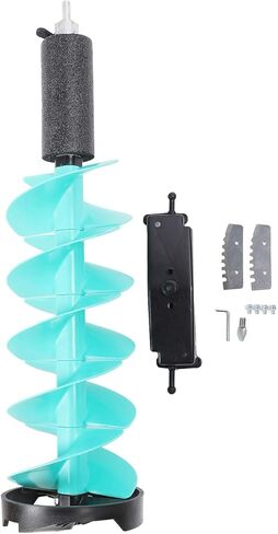 Asixxsix Ice Fishing Auger, 8 Inch Heavy Duty Nylon 29.1in Length Floating Tube Steel Cutting Head Electric Ice Auger, Drill Bit with Adapter Protective Sleeve for Deep Water Thick in Saudi Arabia