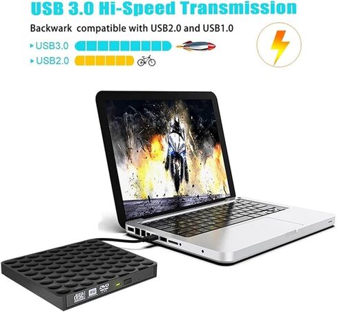 Portable DVD Player USB 3.0 External DVD Drive CD DVD-RW Drive ROM Rewriter Burner Writer 5Gbps for Laptop Desktops Mobile DVD Player for Kids in Saudi Arabia