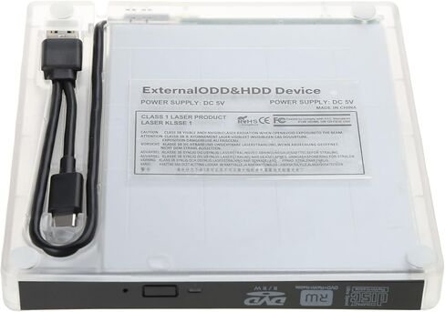 محرك أقراص DVD خارجي شفاف USB 3.0 نوع C محمول USB CD ROM DVD + مشغل محرك أقراص ضوئي قارئ كاتب ناسخ محرك أقراص DVD خارجي in Kuwait