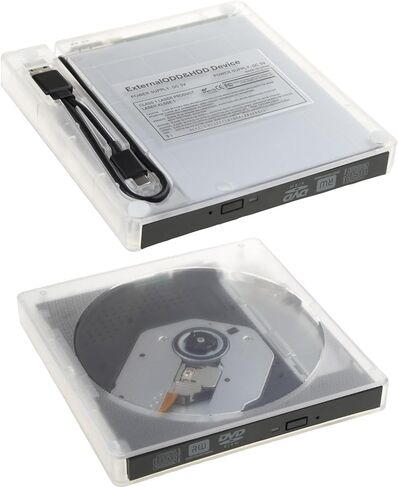 محرك أقراص DVD خارجي شفاف USB 3.0 نوع C محمول USB CD ROM DVD + مشغل محرك أقراص ضوئي قارئ كاتب ناسخ محرك أقراص DVD خارجي in Kuwait