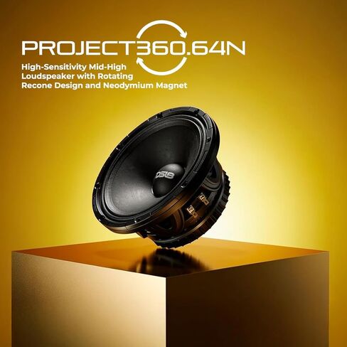 DS18 PROJECT360 مكبر صوت عالي الحساسية مقاس 6.5 بوصة مزود بمغناطيس نيوديميوم - 350 وات RMS 4 أوم - تصميم دوار للإصلاح السريع in Saudi Arabia