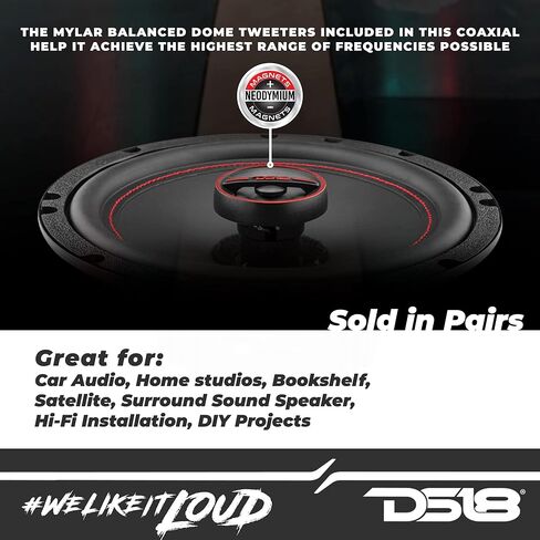 DS18 4X G6.5Xi GEN-X 6.5" 2-Way Coaxial Speakers 150 Watts Max Power 50 Watts RMS 4-Ohm with 2X Set Foam Speaker Rings Blocker Soundproof - 4 Speakers & 2 Set Sponge in Saudi Arabia